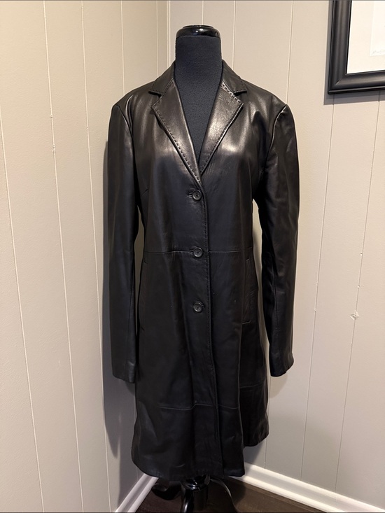 Banana Republic Jackets & Blazers - Banana Republic Women’s Large Black Long Leather Coat